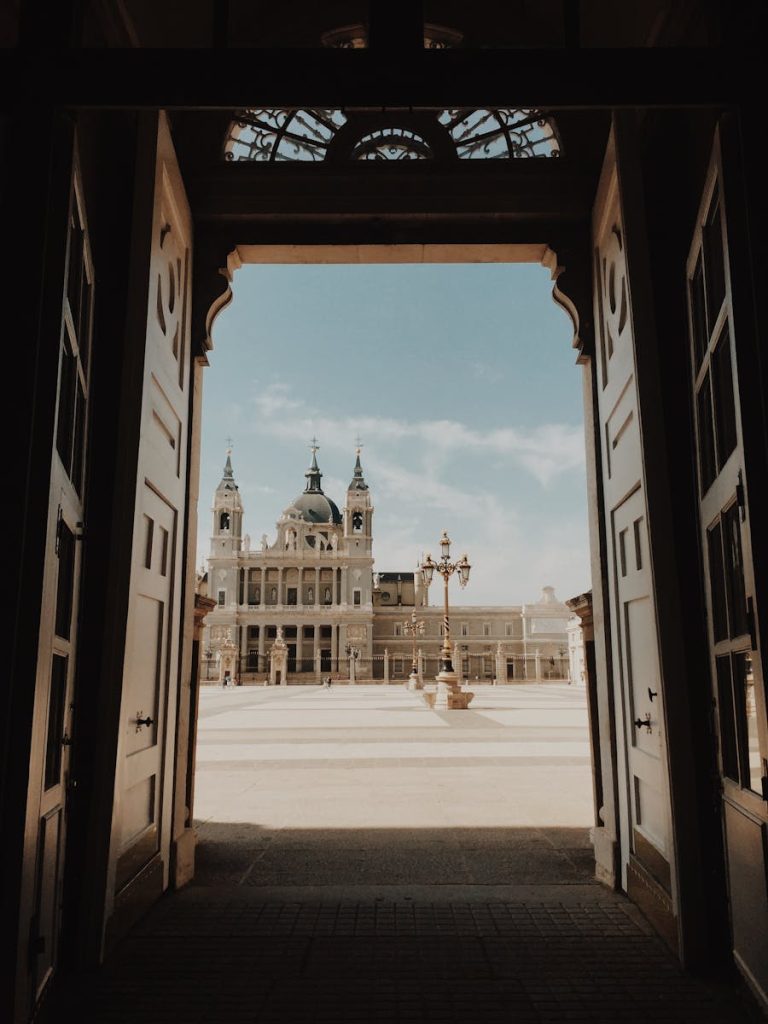 Opened Door With View of Cathedral