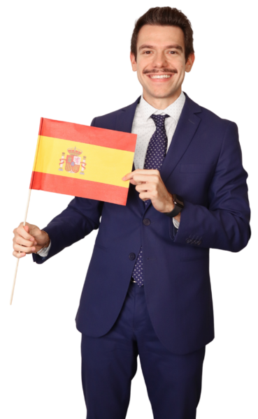 abogado extranjería, nacionalidad española, abogado con bandera de españa en las manos, residencia con inversión
