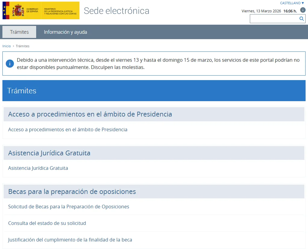 Interfaz de consulta de expediente de nacionalidad.