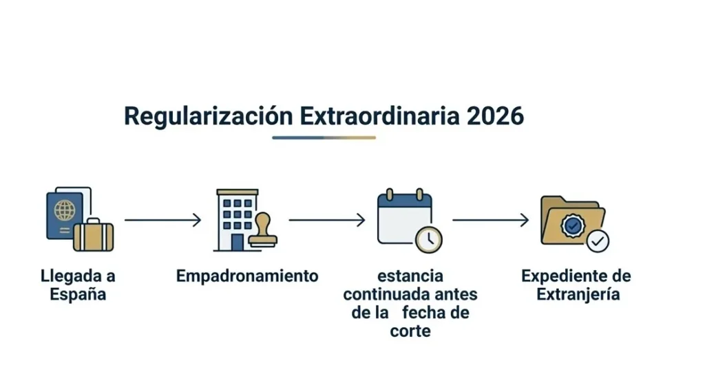 regularización extraordinaria, Cronograma de requisitos para la regularización extraordinaria 2026 en España.